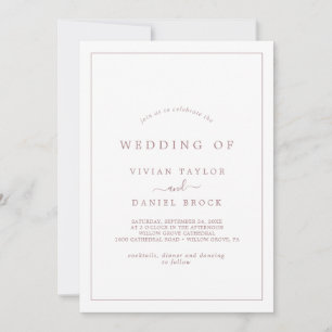 Invitation Typographie minimaliste Rose Or Le Mariage de