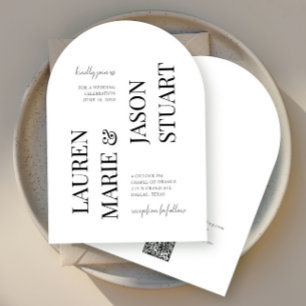 Invitation Typographie minimaliste simple Mariage de code QR 