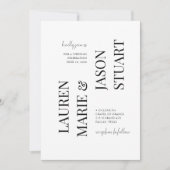 Invitation Typographie minimaliste simple Mariage noir (Devant)