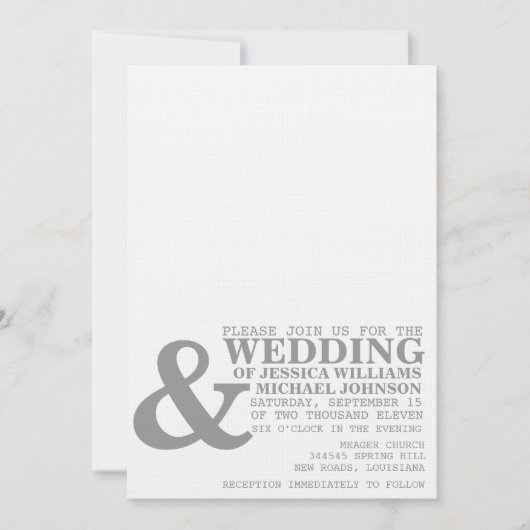 Invitation Typographie moderne (Devant)