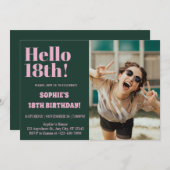 Invitation Typographie moderne 18e anniversaire fête de la ph (Devant / Derrière)
