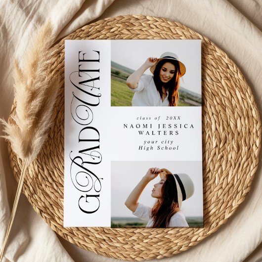 Invitation Typographie Moderne 2 Photos Élégante Remise de Di