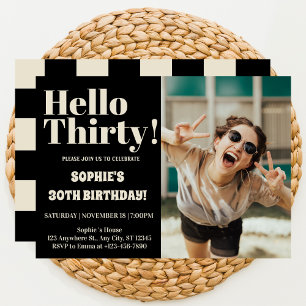 Invitation Typographie moderne 30e anniversaire fête de la ph