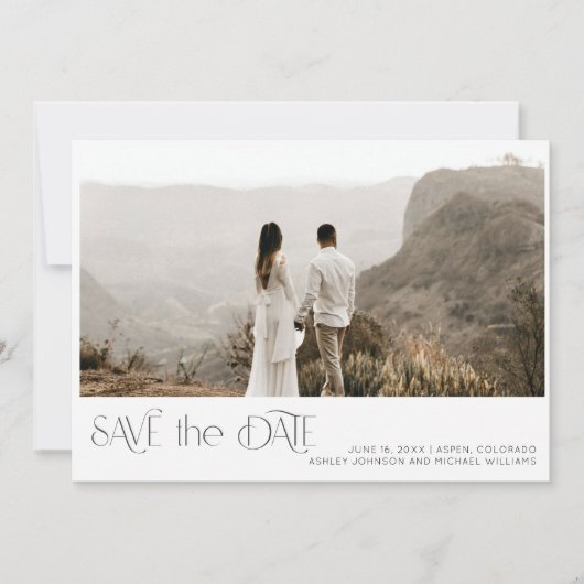 Invitation Typographie moderne 3 Photo Enregistrer la date (Devant)