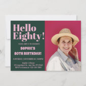 Invitation Typographie moderne 80e anniversaire fête de la ph (Devant)