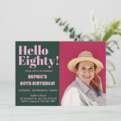 Invitation Typographie moderne 80e anniversaire fête de la ph (Debout devant)