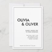 Invitation Typographie moderne Abstraite noir et blanc (Devant)
