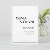 Invitation Typographie moderne Abstraite noir et blanc (Debout devant)