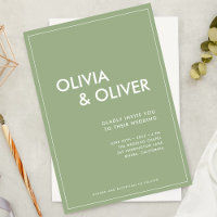 Typographie moderne Abstraite Sage Mariage vert