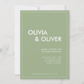 Invitation Typographie moderne Abstraite Sage Mariage vert (Devant)