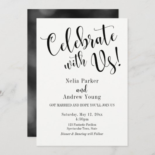 Invitation Typographie Moderne Après Célébration de Mariage (Devant / Derrière)