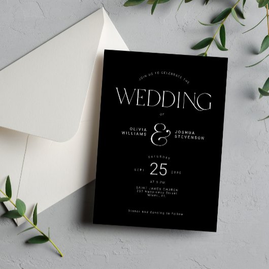 Invitation Typographie moderne audacieuse mariage noir