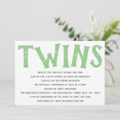 Invitation Typographie moderne Baby shower des jumeaux neutre (Debout devant)