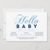 Invitation Typographie moderne Baby shower garçon, Saupoudrer (Devant)