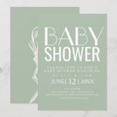 Invitation Typographie moderne Baby shower Plante simple en c (Devant / Derrière)