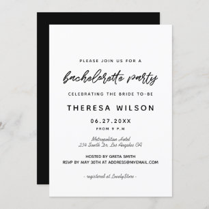 Invitation Typographie moderne Bachelorette