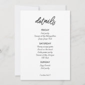 Invitation Typographie moderne Bachelorette Week-end (Dos)