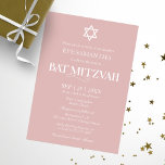 Invitation Typographie moderne Bar Mitzvah rose poudré<br><div class="desc">Invitation Bar Mitzvah rose poudré typographie moderne</div>