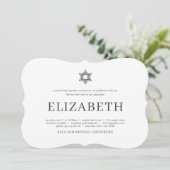 Invitation Typographie moderne bat mitzvah (Debout devant)