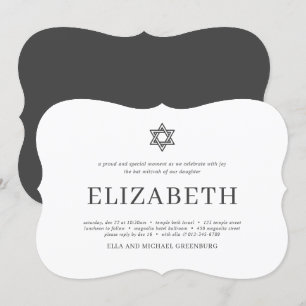 Invitation Typographie moderne bat mitzvah