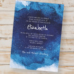 Invitation Typographie moderne Bat mitzvah d'aquarelle bleu<br><div class="desc">Composé d'un script ludique et de la typographie serif; Tout sur un fond d'arrière - plan d'aquarelle bleue. Il est conçu par Select Party Supplies,  exclusif pour Zazzle. Disponible ici : http://www.zazzle.com/selectpartysupplies</div>