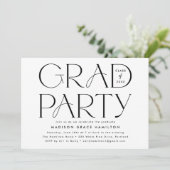 Invitation Typographie moderne Black and White Graduation Par (Debout devant)
