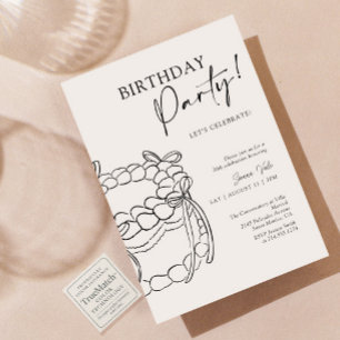 Invitation Typographie moderne Black Bow 30th Birthday Party