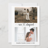 Invitation Typographie moderne blanche Nous avons Eloped Fair (Devant)