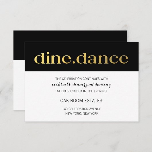 Invitation Typographie moderne Blancs noirs | Réception (Devant / Derrière)