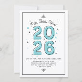 Invitation Typographie moderne bleue 2022 Soirée du Nouvel An (Devant)