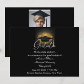 Invitation Typographie Moderne Casquette Noire Monochrome Rem (Devant / Derrière)
