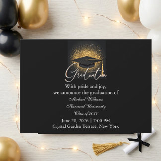 Invitation Typographie Moderne Casquette Noire Monochrome Rem