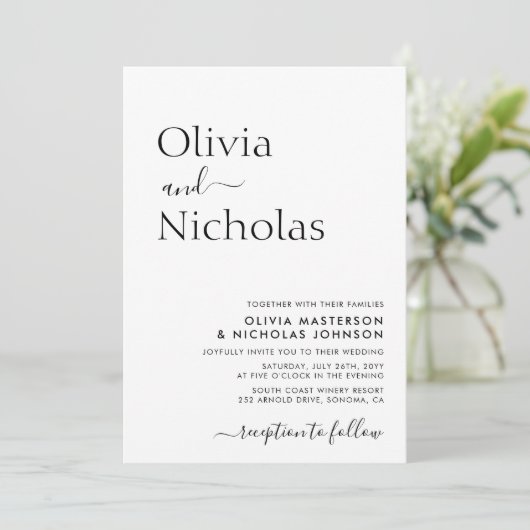Invitation Typographie moderne chic Script Mariage photo (Debout devant)