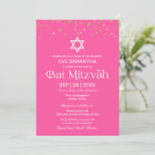 Invitation Typographie Moderne Confettis Dorés Bar Mitzvah Ro (Debout devant)