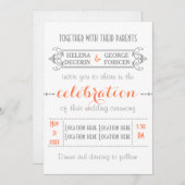 Invitation Typographie moderne corail, mariage gris (Devant / Derrière)