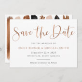 Invitation Typographie moderne Cuivre Blush Foil Enregistrer (Devant / Derrière)