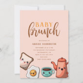 Invitation Typographie moderne Cute Kawaii Baby Brunch (Devant)