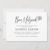 Invitation Typographie moderne de Bar Mitzvah Script classiqu (Devant)