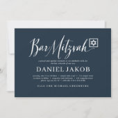 Invitation Typographie moderne de Bar Mitzvah Script classiqu (Devant)
