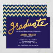 Invitation Typographie moderne de la Marine Blue Chevron (Devant / Derrière)