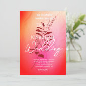 Invitation Typographie moderne de l'aquarelle rose orange (Debout devant)