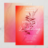 Invitation Typographie moderne de l'aquarelle rose orange (Devant / Derrière)