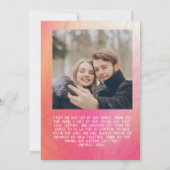 Invitation Typographie moderne de l'aquarelle rose orange THA (Dos)