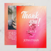 Invitation Typographie moderne de l'aquarelle rose orange THA (Devant / Derrière)