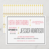 Invitation Typographie moderne de Magenta & Black| 18e annive (Devant / Derrière)