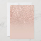 Invitation Typographie moderne de paillettes de rose doré fau (Dos)