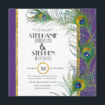Invitation Typographie moderne de Peacock Feather Mariages in<br><div class="desc">Élégant. Intemporel. Exquisément peint à la main. Ces plumes ont été créées dans un pastel à l'huile par Audrey Jeanne Roberts, capturant leurs délicates plumes tourbillonnantes et ajoutant un peu de brillant et de glamour avec des accents de parties scintillant d'or (faux, dessiné graphiquement). Particulièrement approprié pour les mariages indiens....</div>