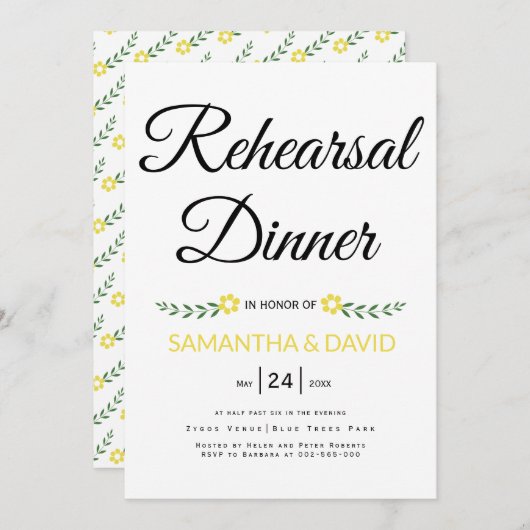 Invitation Typographie moderne dîner de répétition mariage ja (Devant / Derrière)