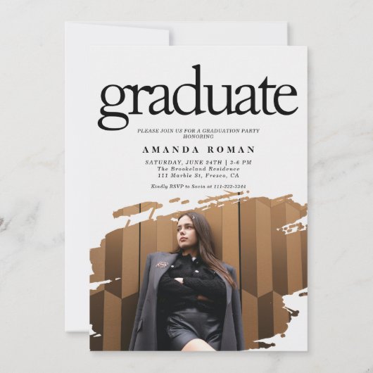 Invitation Typographie moderne Diplôme photo (Dos)