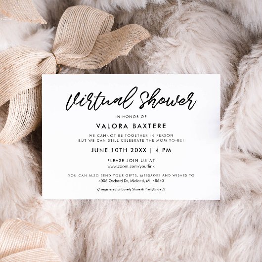 Invitation Typographie moderne Douche nuptiale virtuelle